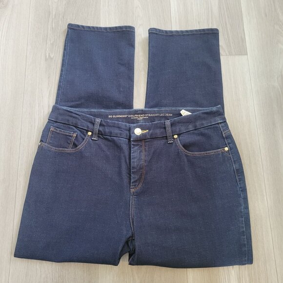 Chicos So Slimming Girlfriend Straight Leg Jeans Size 2.5 14 Dark Wash - Picture 1 of 7